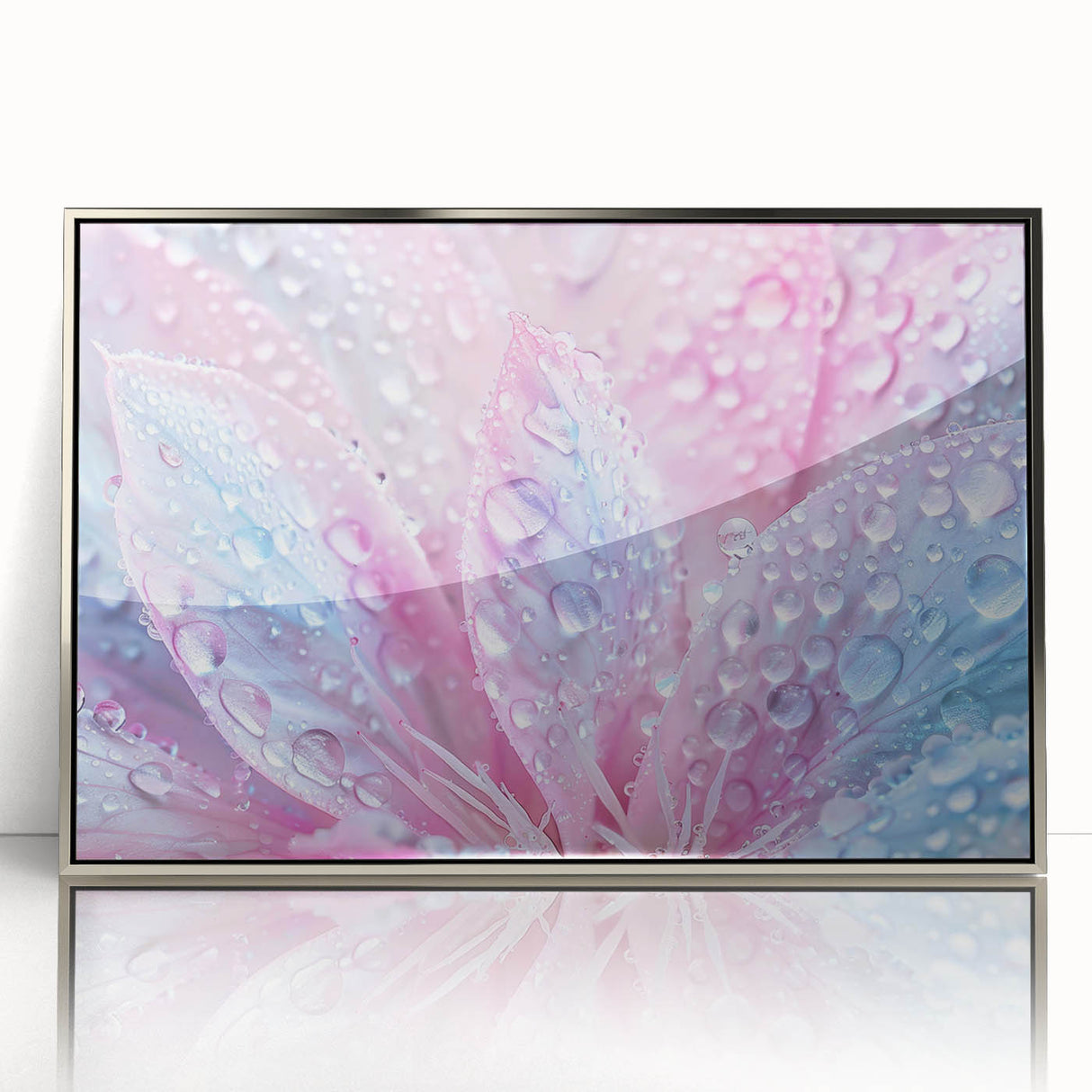 Mid-century modernist art featuring a close-up water design in silver framed acrylic, suitable for nursery wall decor.