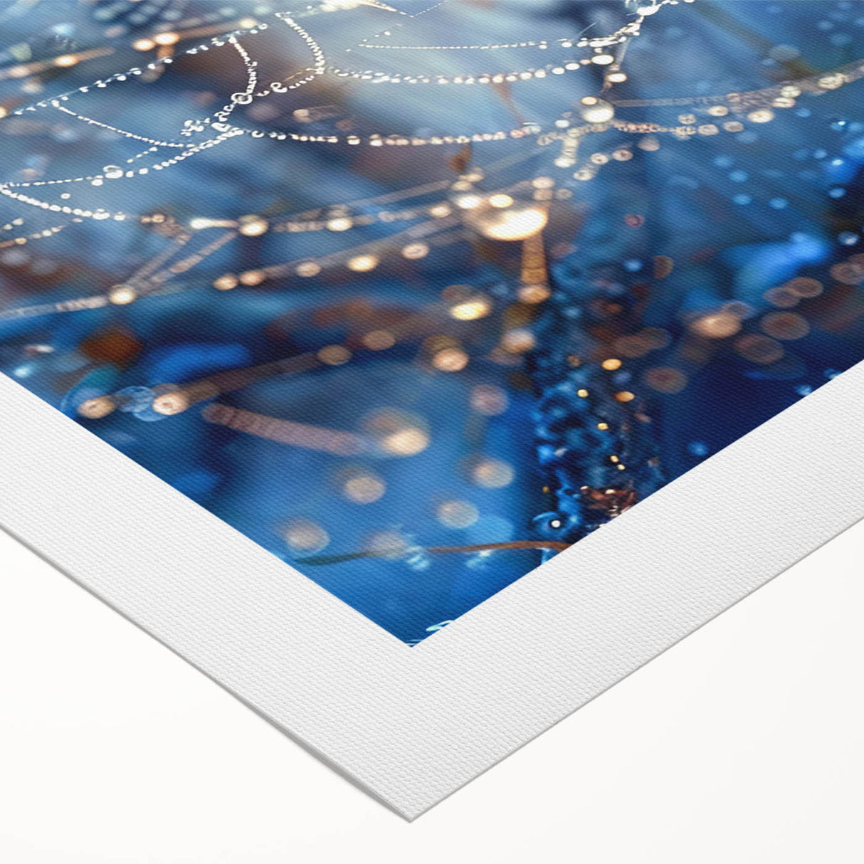 Art deco style poster featuring close-up water design in blue and green tones on rolled canvas.