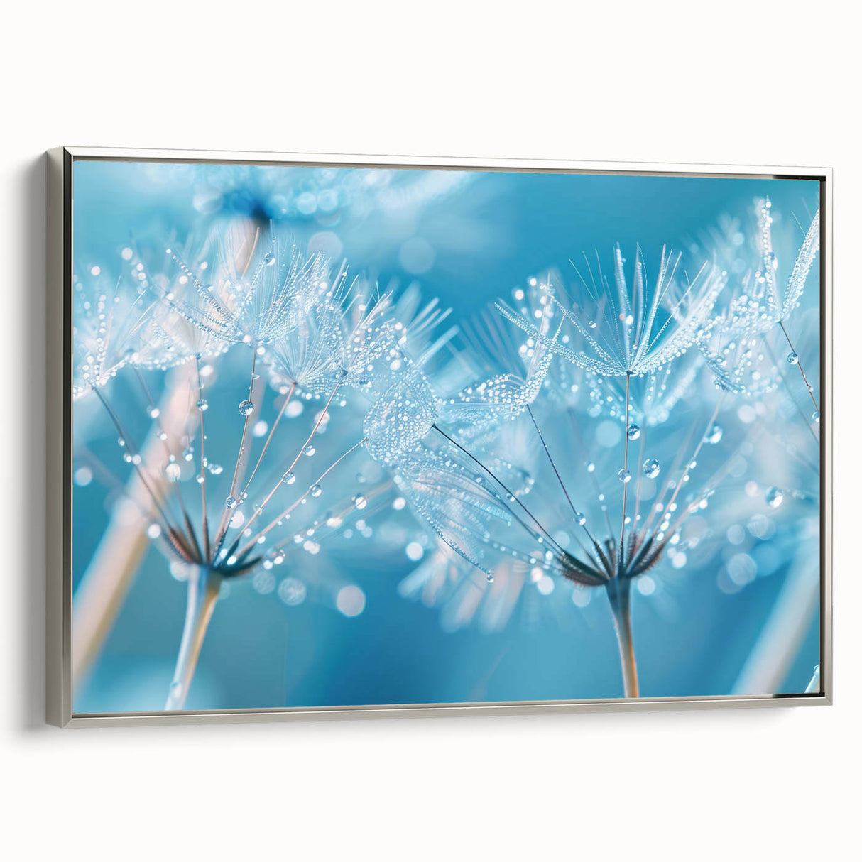 Framed canvas featuring a close-up landscape art painting with vibrant water designs.