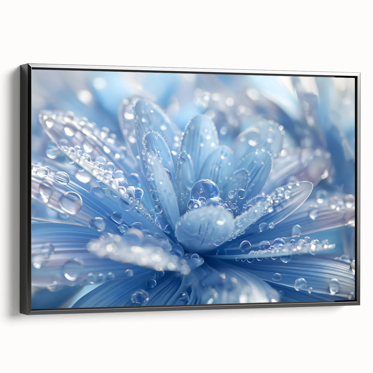 Black and white framed canvas featuring a close-up water landscape, ideal for bedroom wall art.