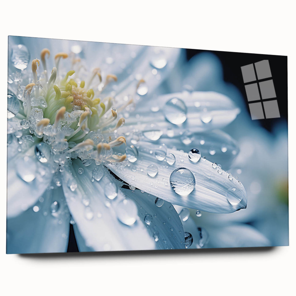 Large abstract acrylic print featuring swirling blue and green patterns, ideal for bedroom or dining room art.