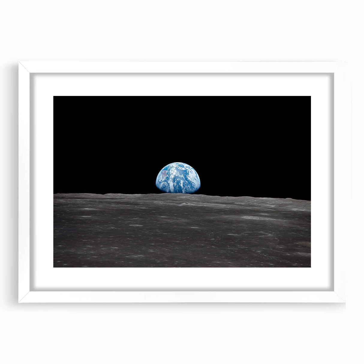 Earthrise Over the Moon Wall Art - Iconic Earth from Space Decor Print