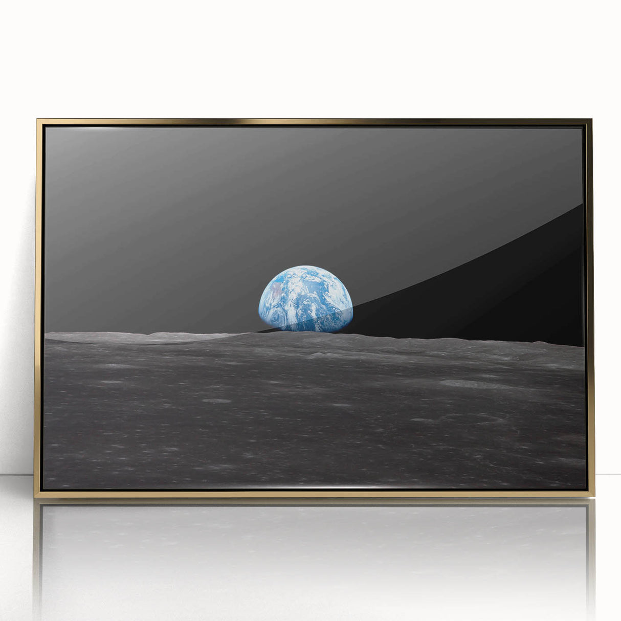 Earthrise Over the Moon Wall Art - Iconic Earth from Space Decor Print