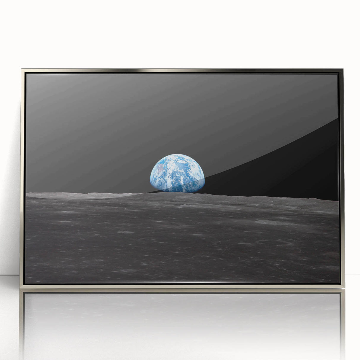 Earthrise Over the Moon Wall Art - Iconic Earth from Space Decor Print