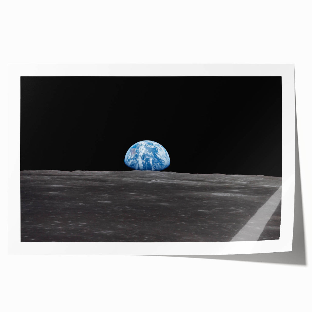 Earthrise Over the Moon Wall Art - Iconic Earth from Space Decor Print