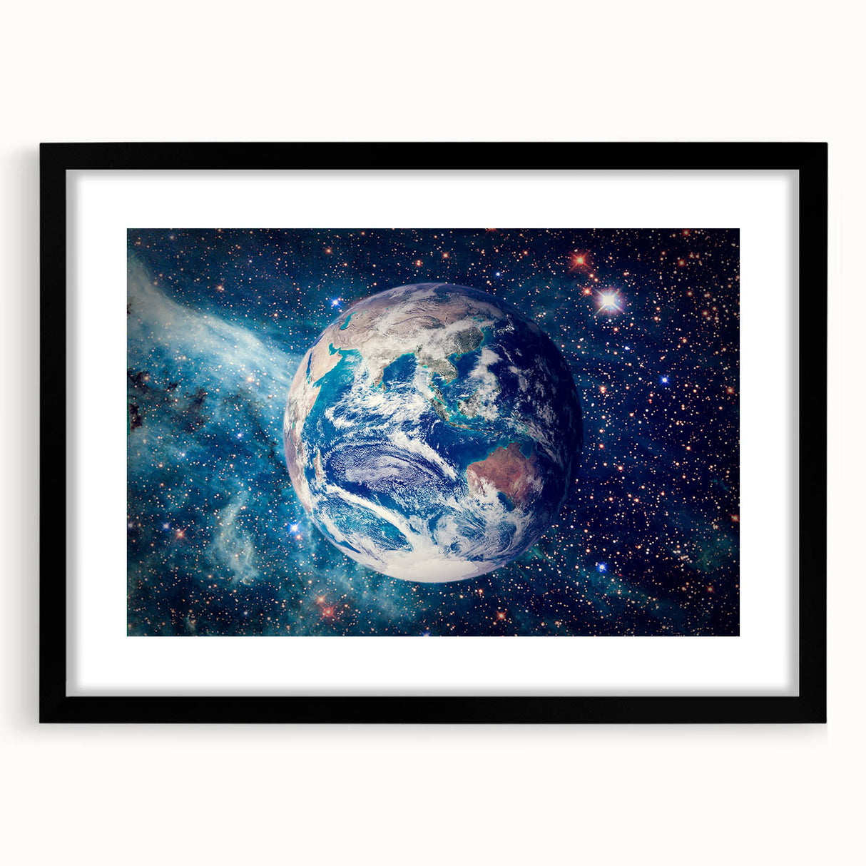 Earth and Stars Wall Art - Vibrant View of Earth in the Cosmos Decor