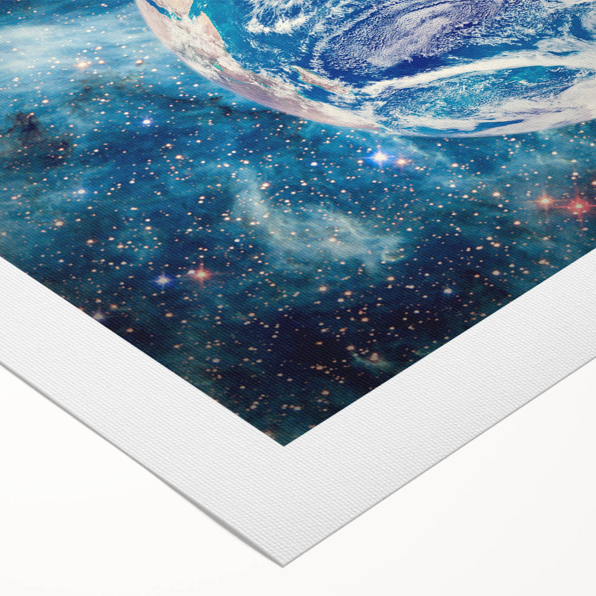 Earth and Stars Wall Art - Vibrant View of Earth in the Cosmos Decor