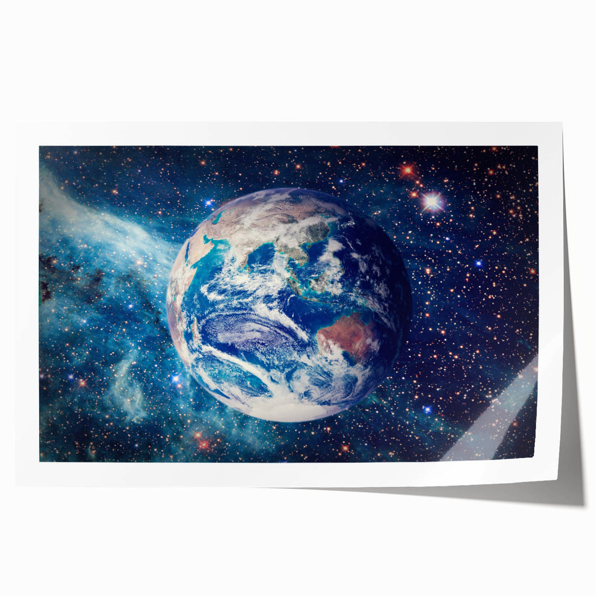 Earth and Stars Wall Art - Vibrant View of Earth in the Cosmos Decor