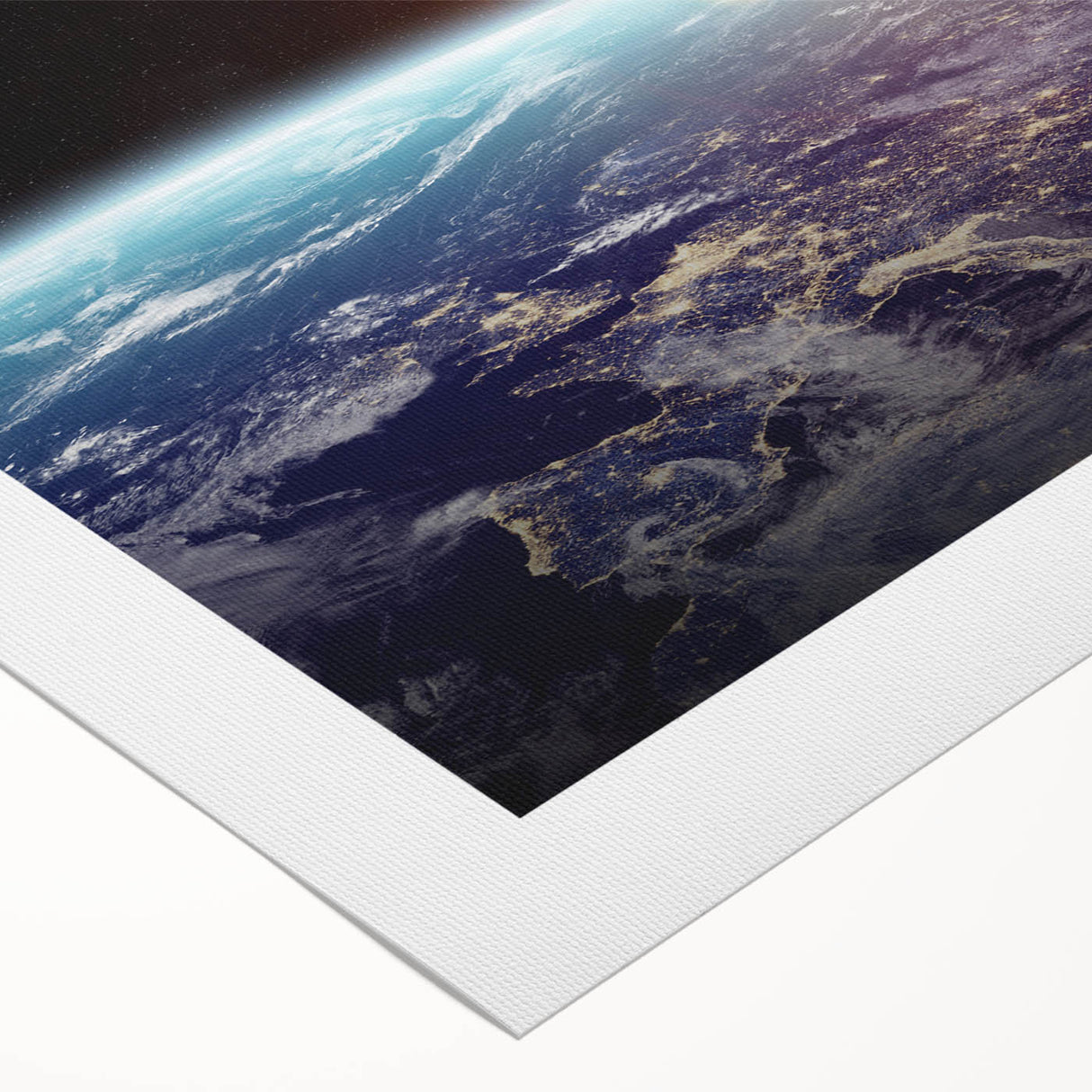 Sunrise Over Earth Wall Art - Space View of Earth with Moon Decor