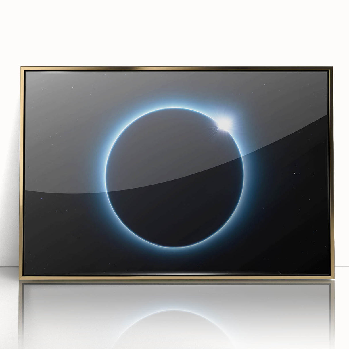Cosmic Solar Eclipse Wall Art – Black and Blue Eclipse Canvas Print
