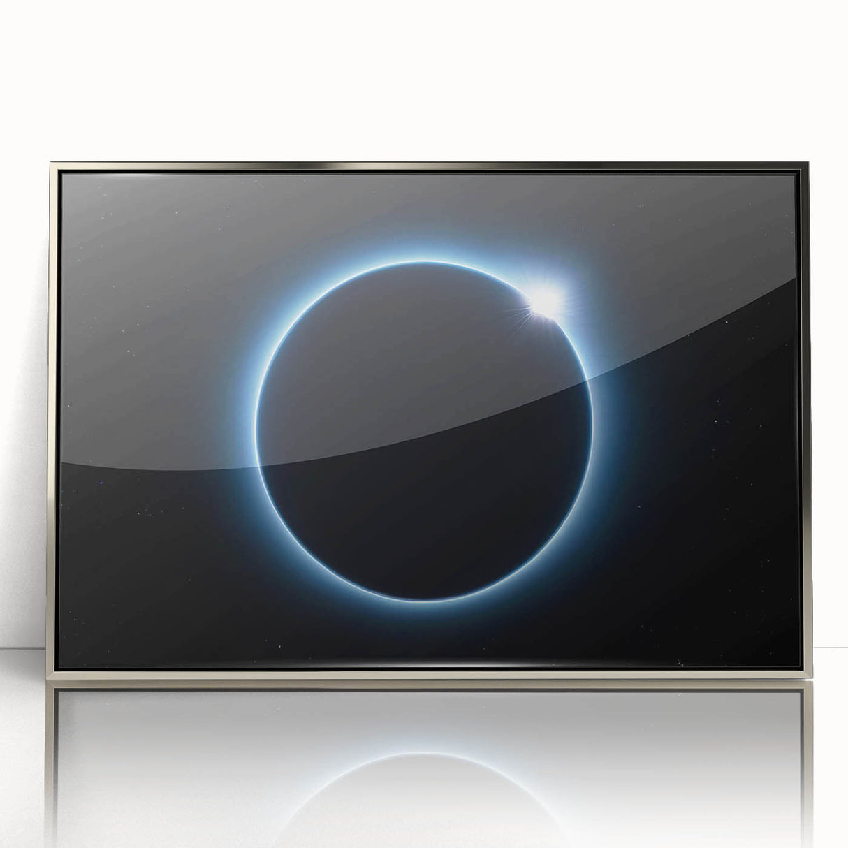 Cosmic Solar Eclipse Wall Art – Black and Blue Eclipse Canvas Print