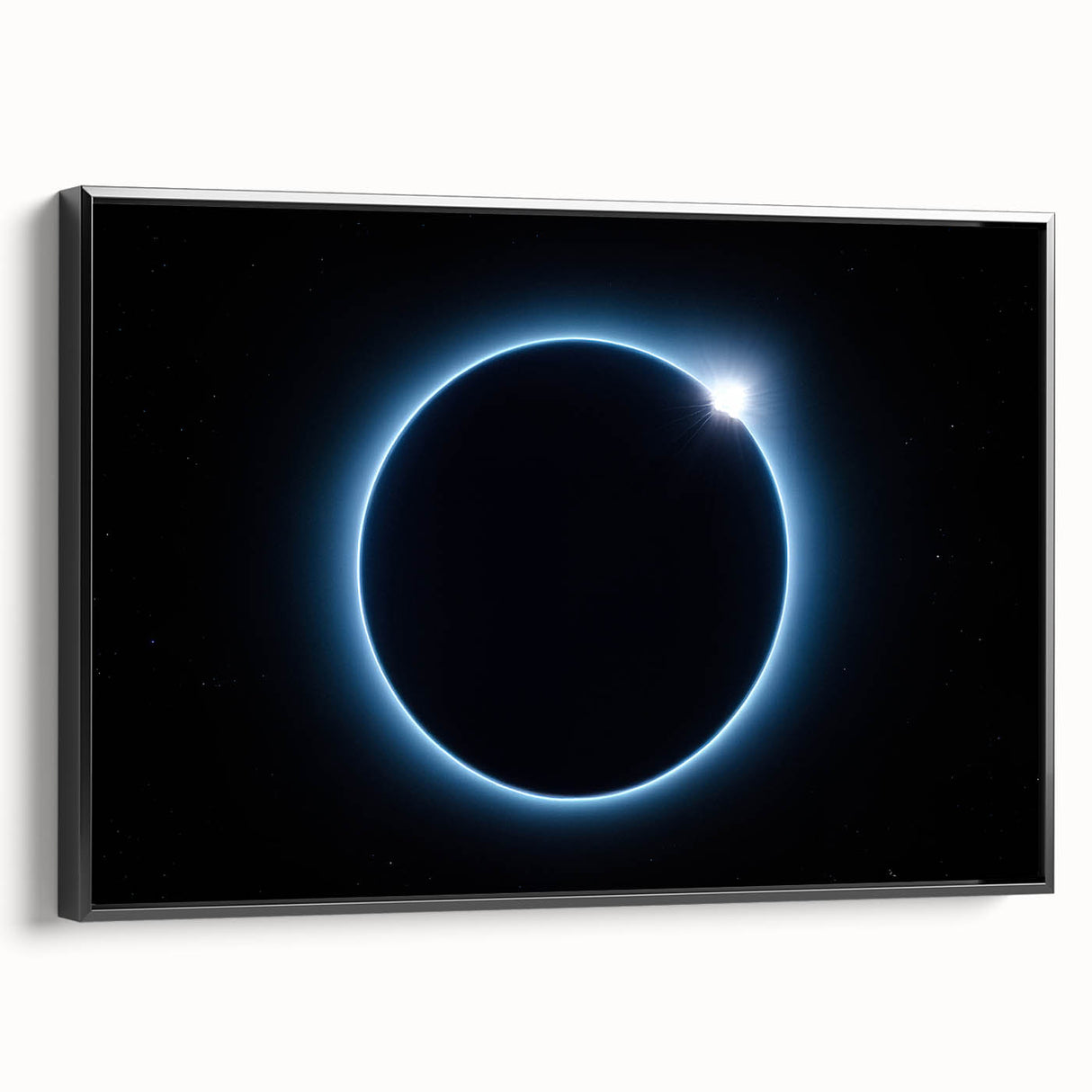 Cosmic Solar Eclipse Wall Art – Black and Blue Eclipse Canvas Print