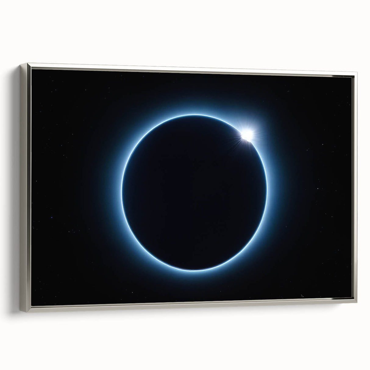 Cosmic Solar Eclipse Wall Art – Black and Blue Eclipse Canvas Print