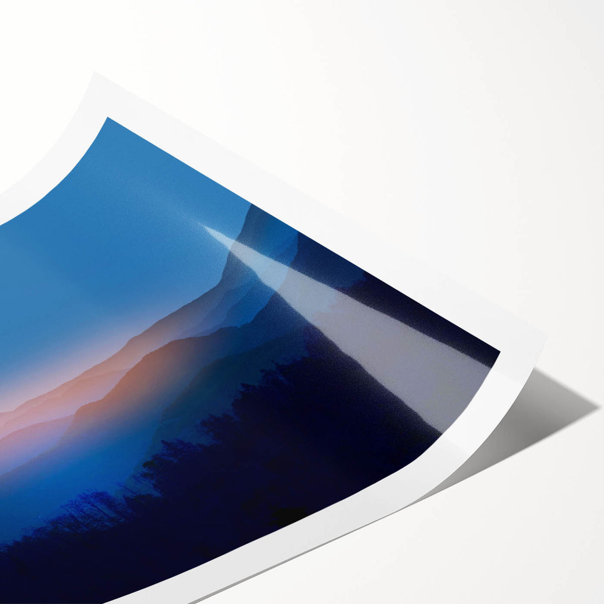 Golden Full Moon Over Misty Mountains – Elegant Celestial Wall Art