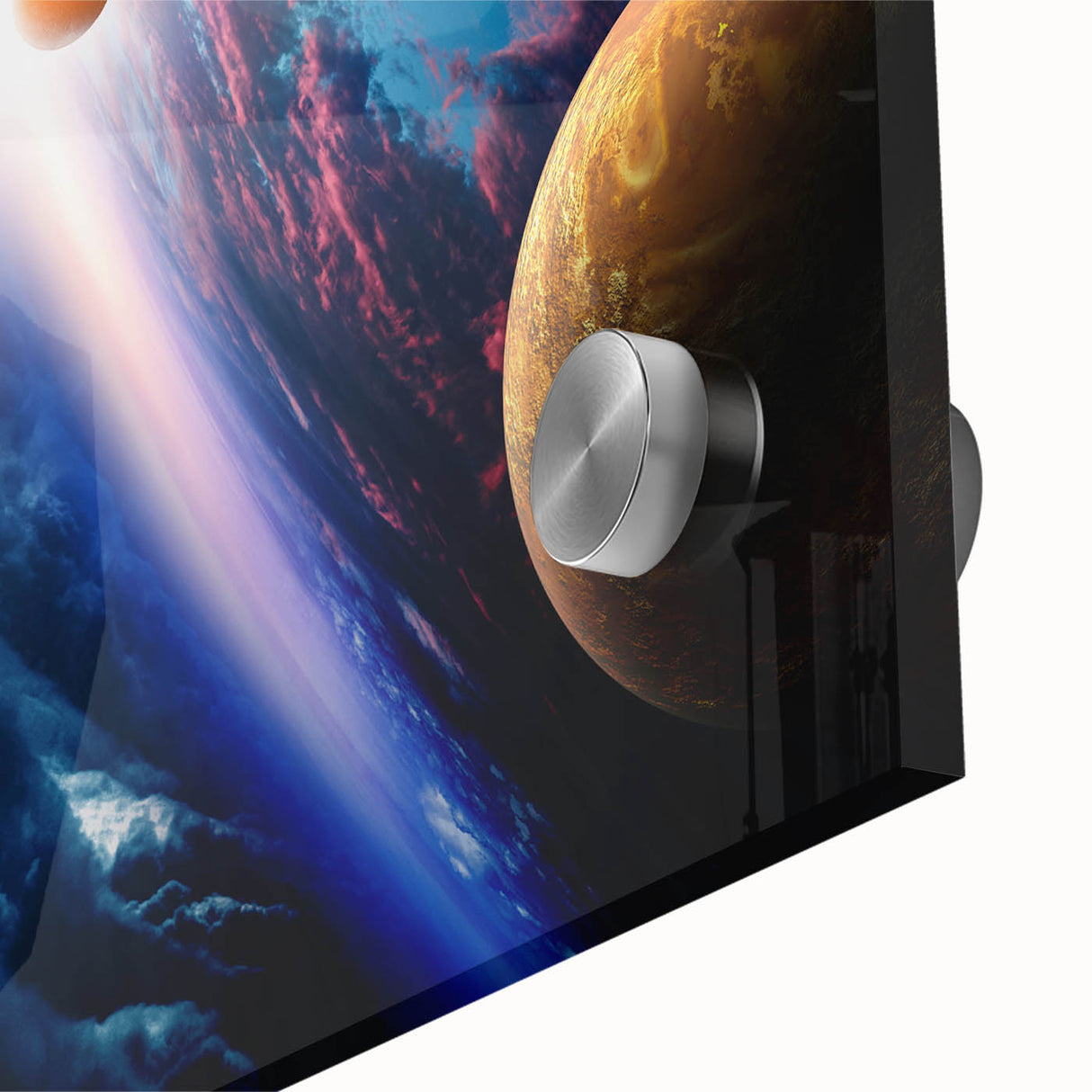 Planetary Sunrise and Moonscape Art - Cosmic Space Wall Decor