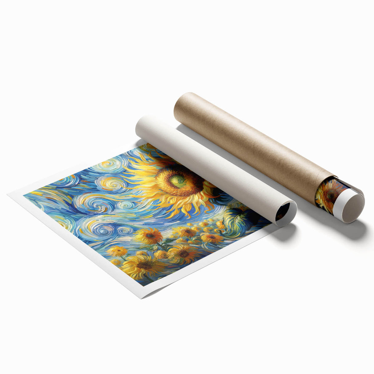 Swirling Sunflower Field – Dynamic Sun Wall Art on Canvas or Acrylic