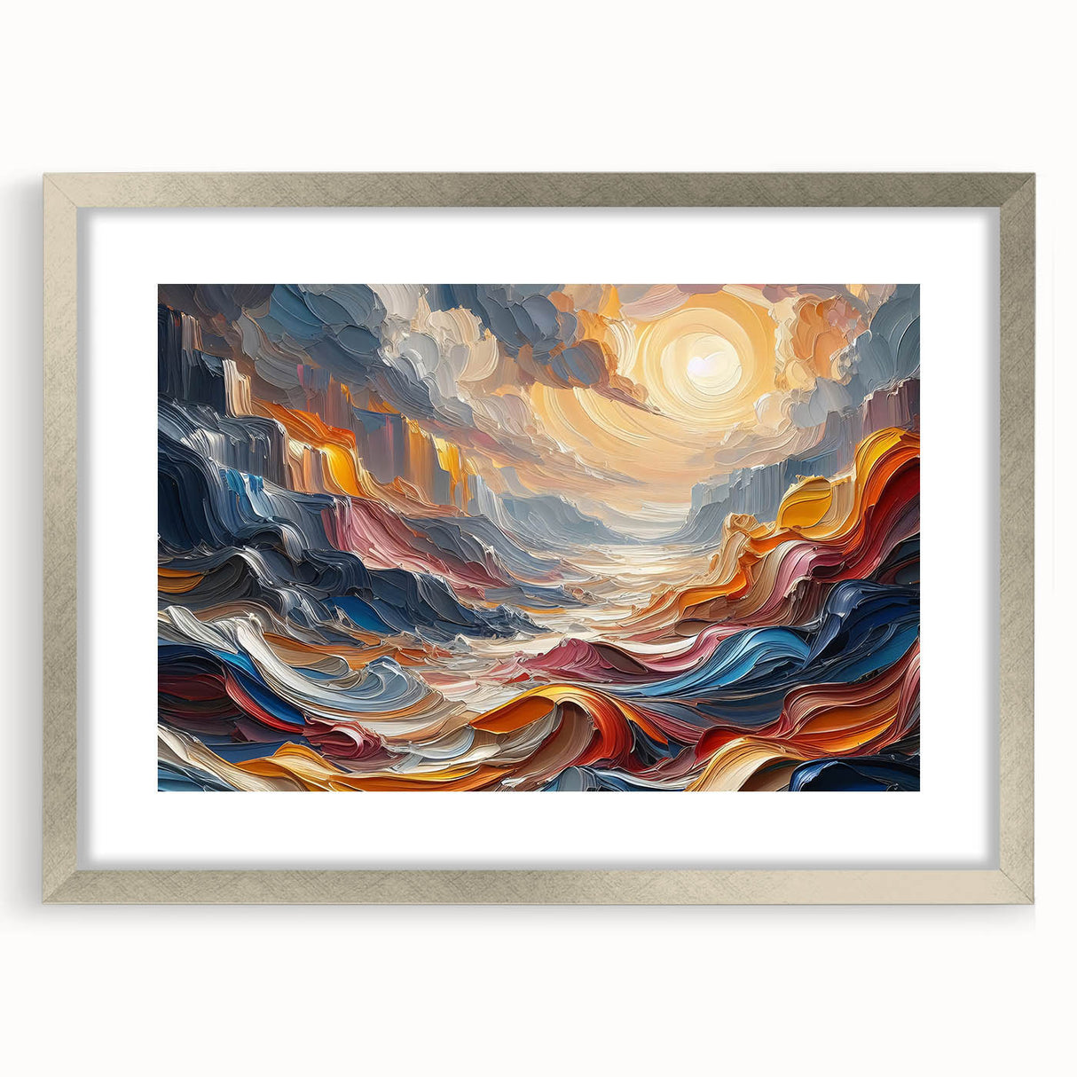 Abstract Sun and Landscape – Bold Sun Wall Art with Dynamic Waves