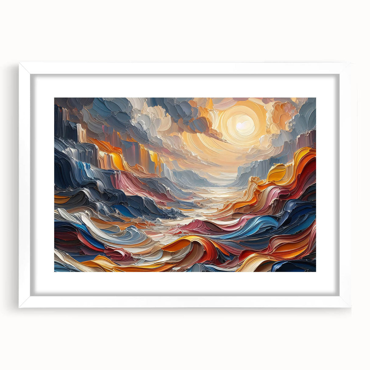 Abstract Sun and Landscape – Bold Sun Wall Art with Dynamic Waves