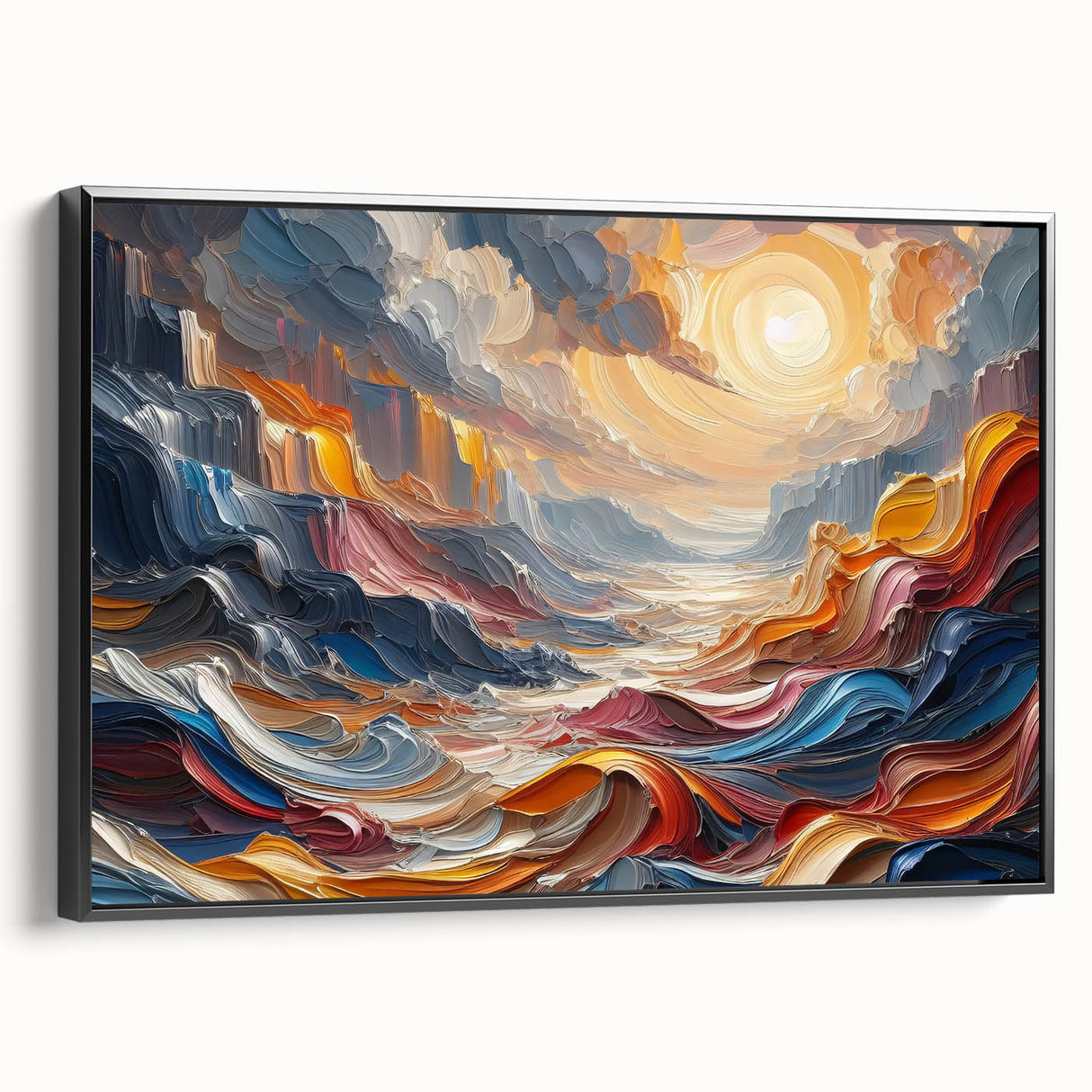 Abstract Sun and Landscape – Bold Sun Wall Art with Dynamic Waves