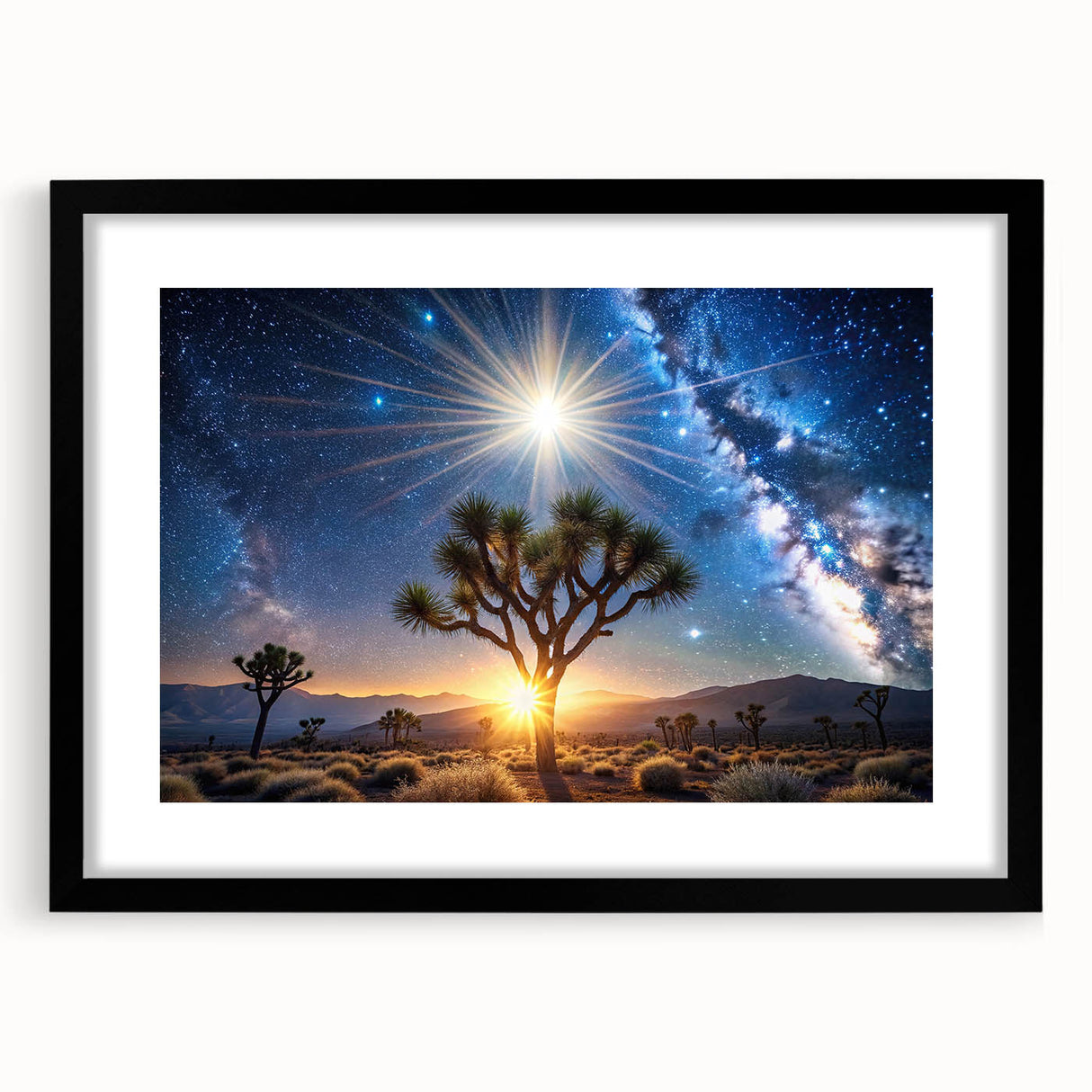 Desert Night Sky and Sun – Cosmic Sun Wall Art with Milky Way View