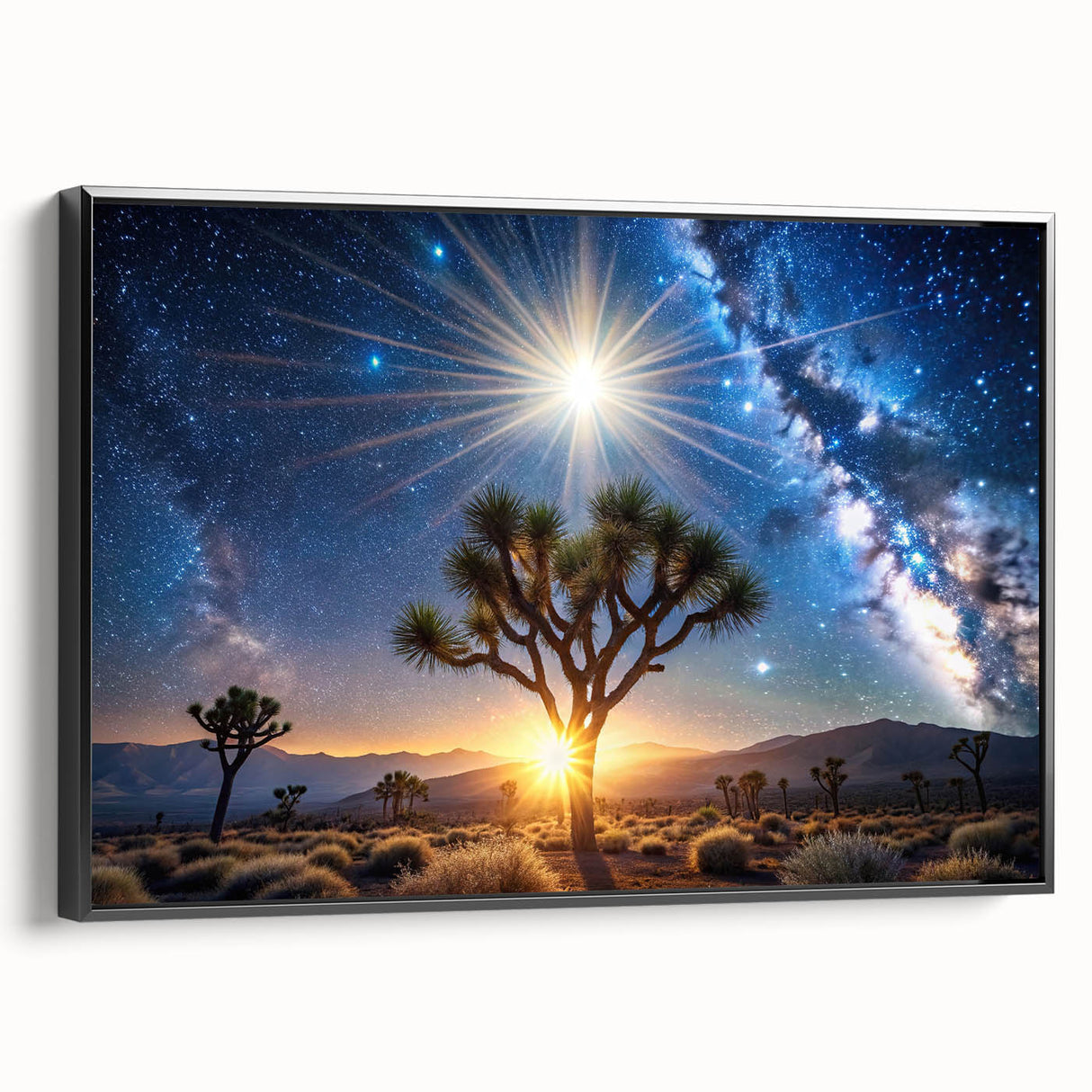Desert Night Sky and Sun – Cosmic Sun Wall Art with Milky Way View