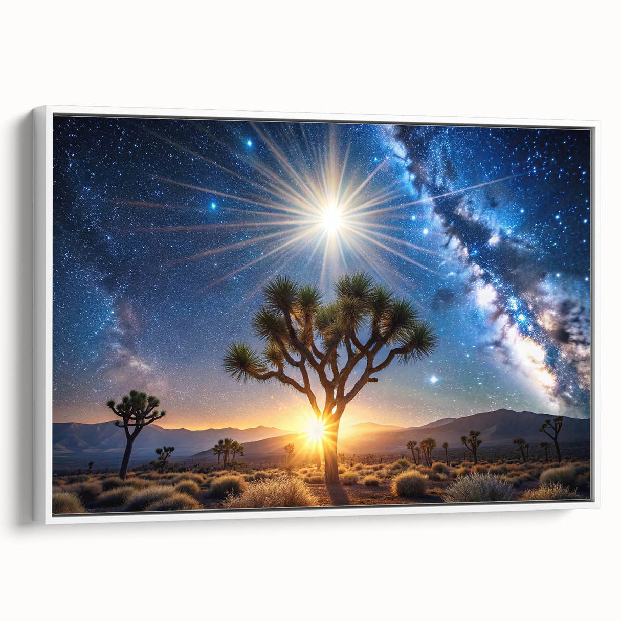 Desert Night Sky and Sun – Cosmic Sun Wall Art with Milky Way View