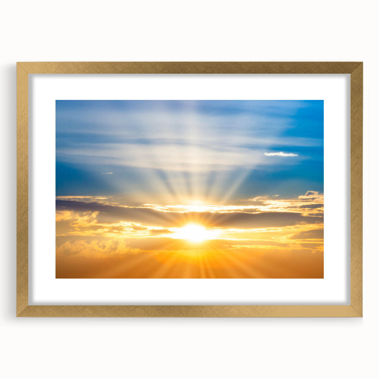 Radiant Sunrise Over Horizon – Peaceful Sun Wall Art with Blue Skies