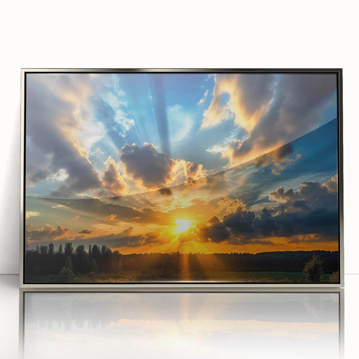Vibrant Sunset Over Field – Stunning Sun Wall Art with Dramatic Sky