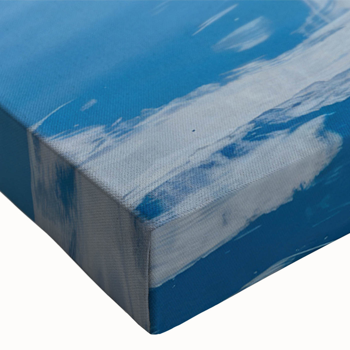 Black and white landscape art painting of a rowboat on a calm lake, printed on large stretched canvas.