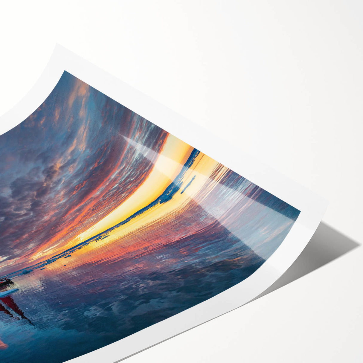 Extra large wall art featuring a sailboat on a calm sea in muted blue tones, ideal for large living room decor.