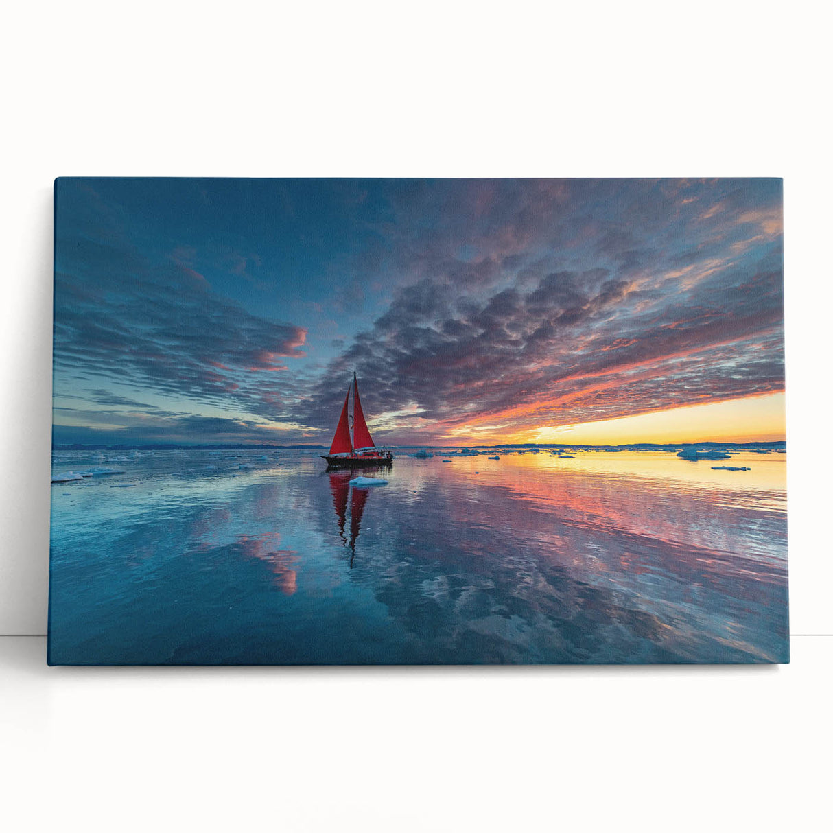 Black and white photo of a sailboat on stretched canvas, ideal for kitchen wall art or bedroom ambiance.