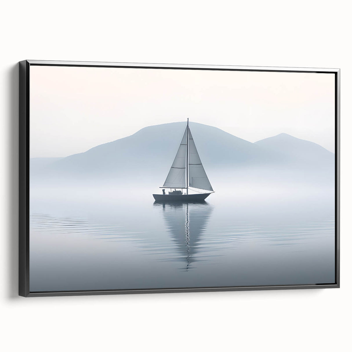 Black and white framed canvas of a vintage sailboat, ideal for bedroom wall decor.
