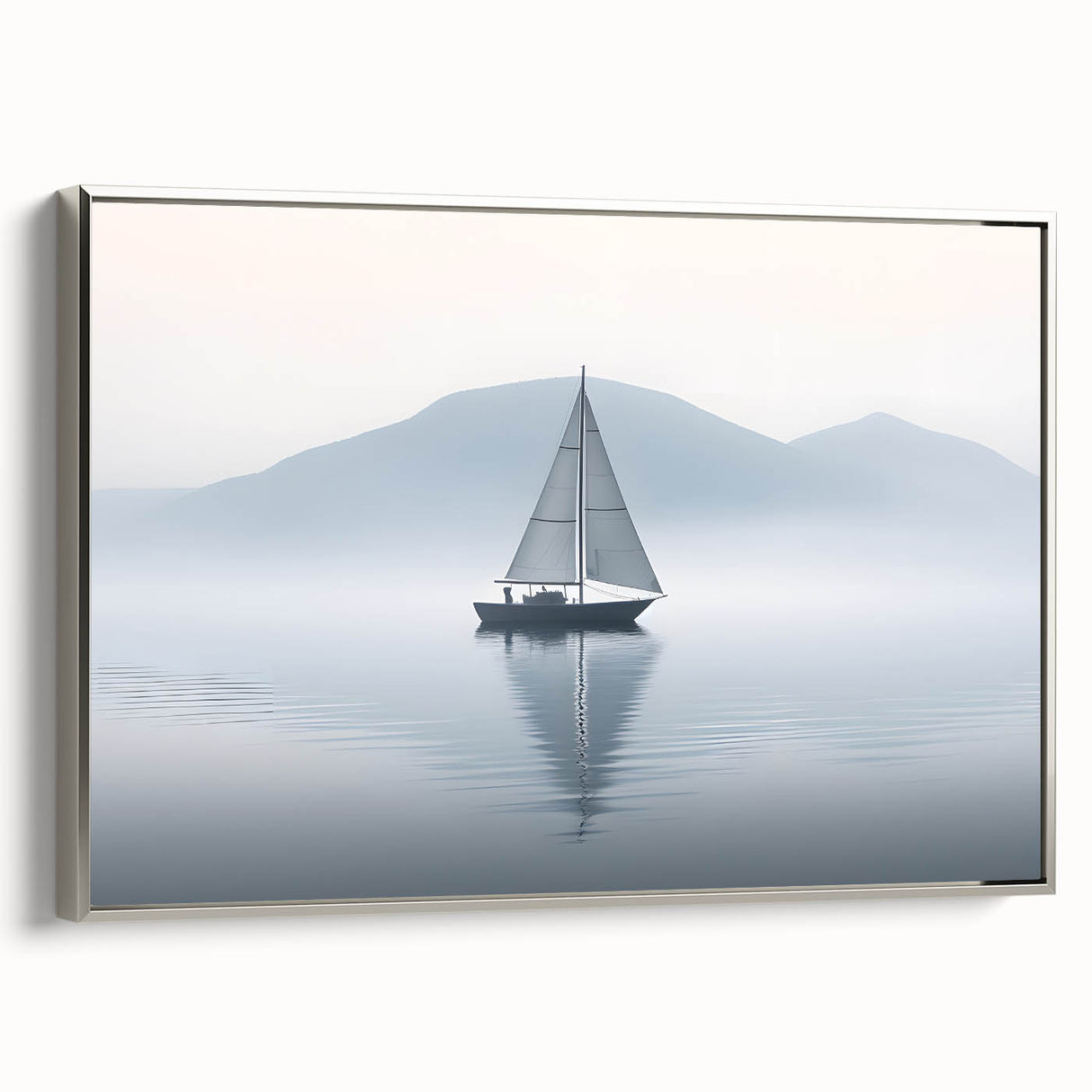 Vintage poster art of a sailboat, rendered in colorful art on a black background, framed canvas, ideal for living room decor.