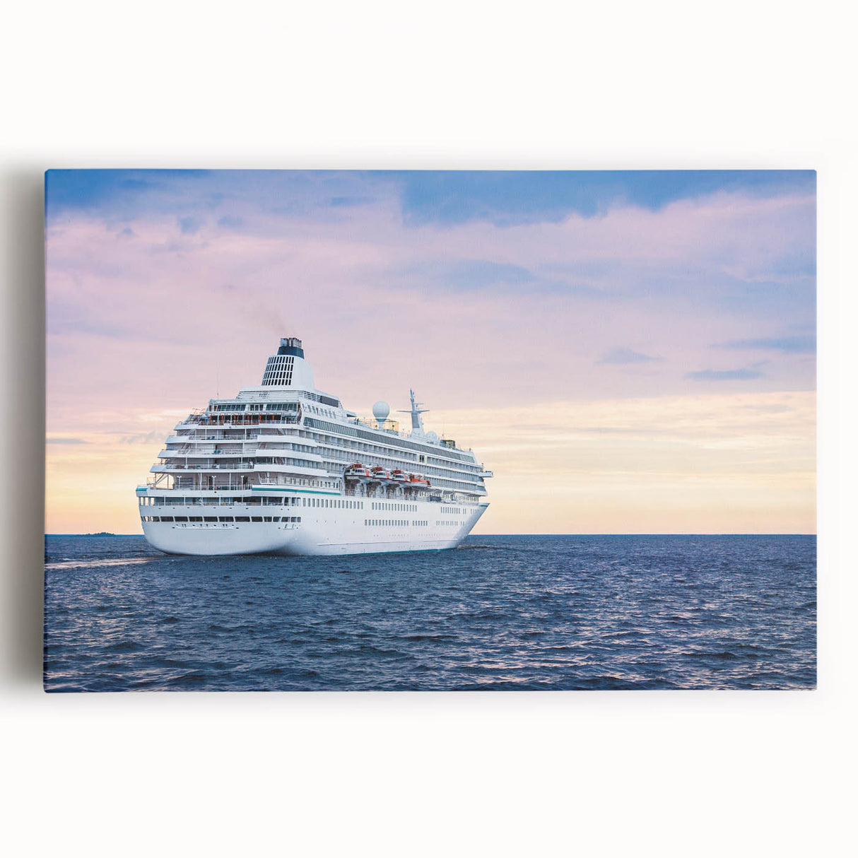 Black and white photograph of a vintage ship on stretched canvas, ideal for kitchen wall art.