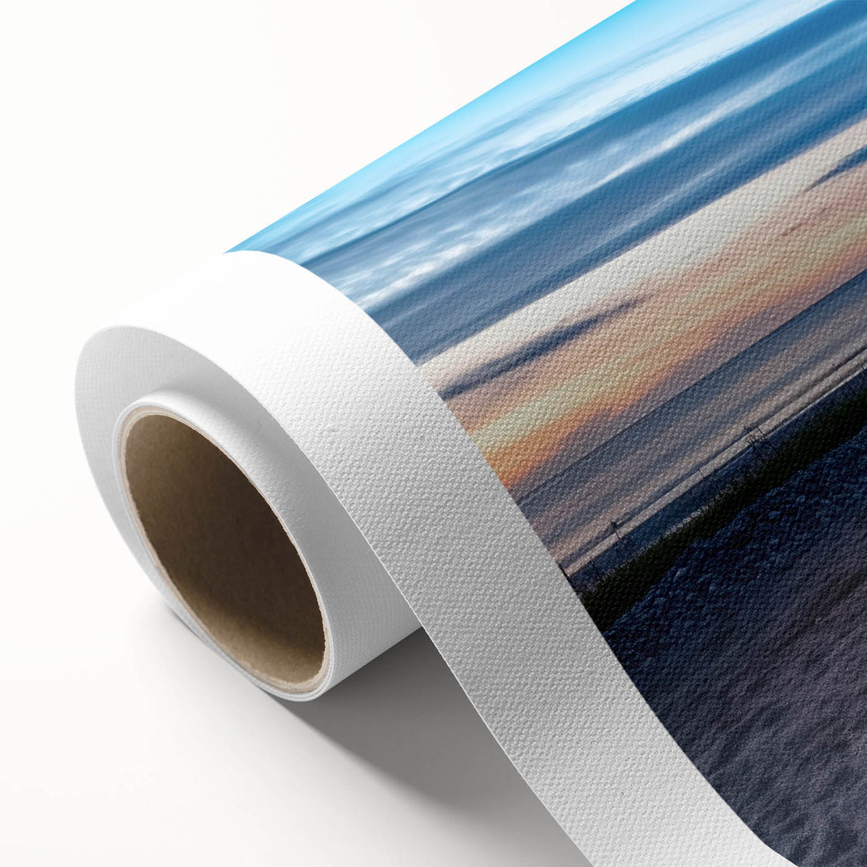 Art deco poster of a vintage caravan in pastel shades on rolled canvas, ideal for nursery wall art.