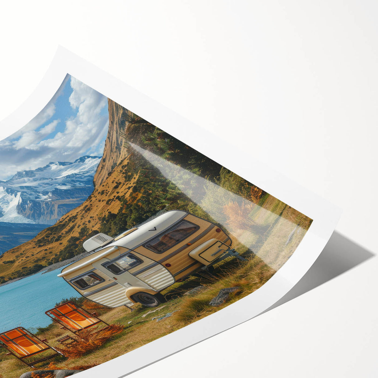 Extra large wall art featuring line art flowers in soft pastel shades on a rolled print.