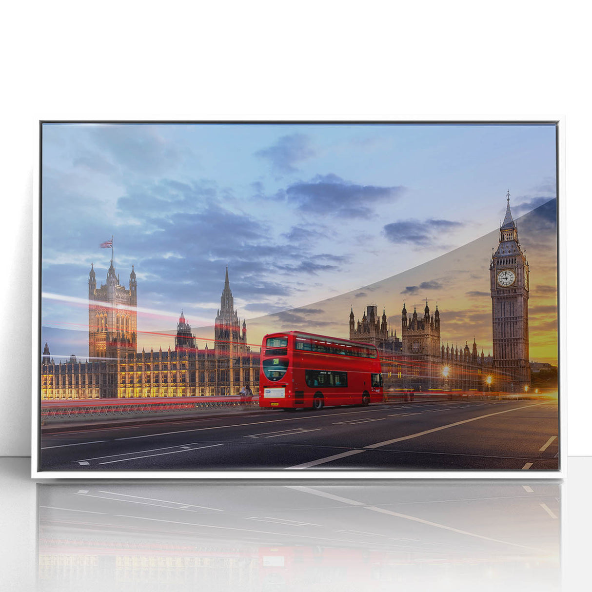 Art deco poster of stylized service vehicles in bold colors on white acrylic, ideal for nursery wall art.