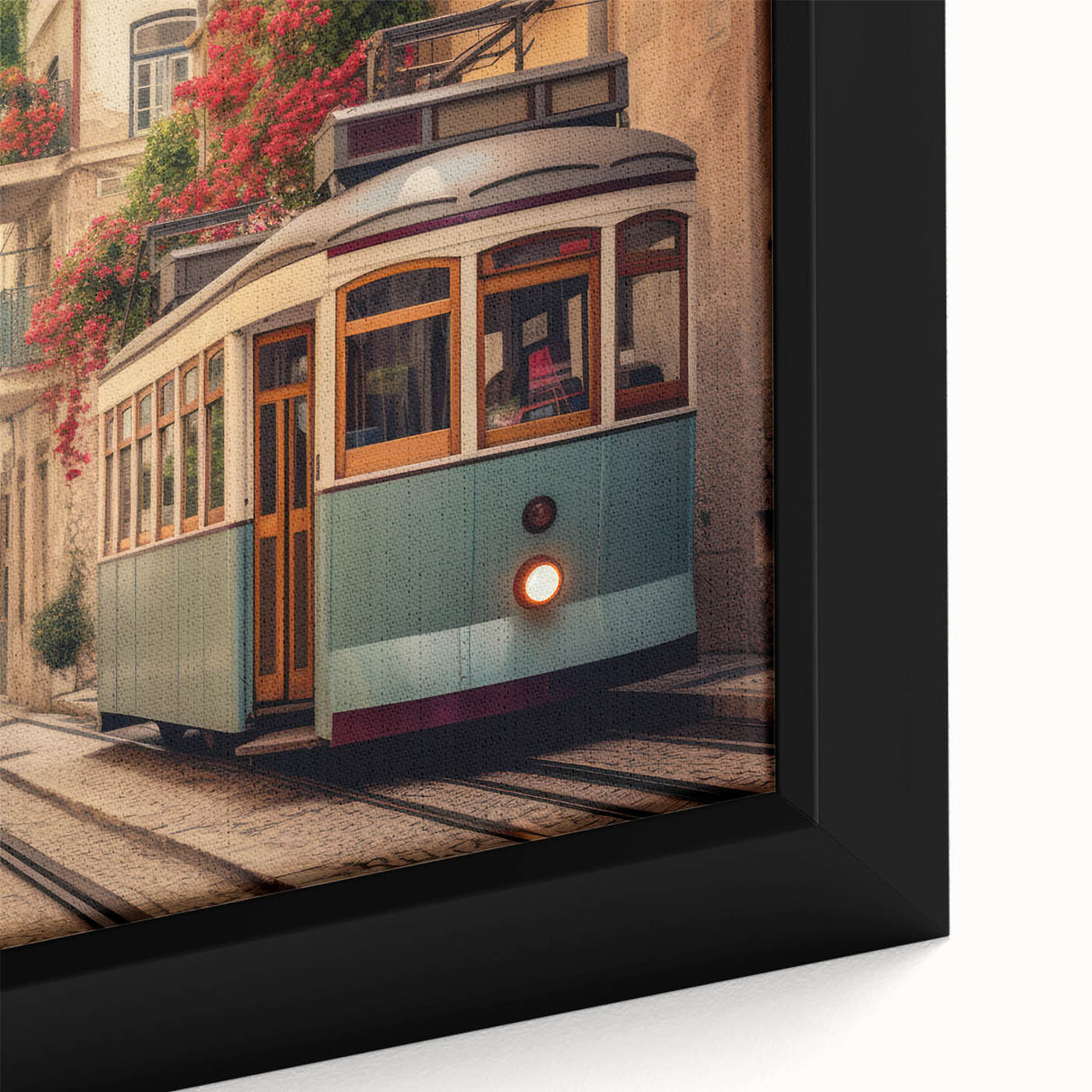 Extra large framed canvas of colorful, textured service vehicles on a black background, ideal for living room decor.