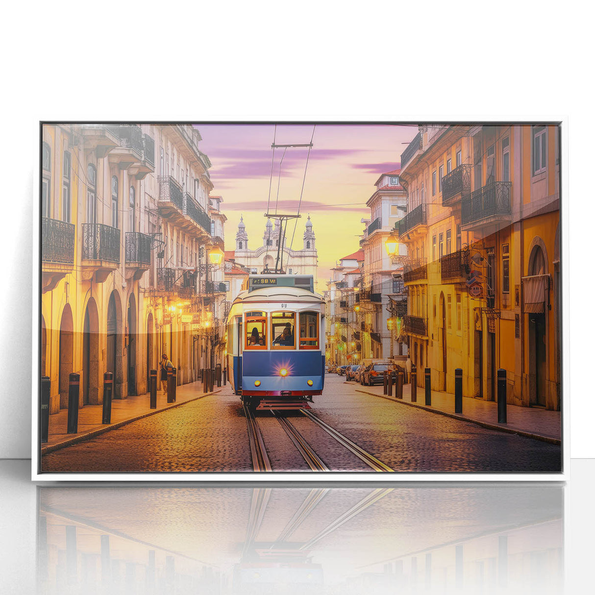 Art deco poster featuring colorful vintage cars on white acrylic, ideal for nursery wall decor.