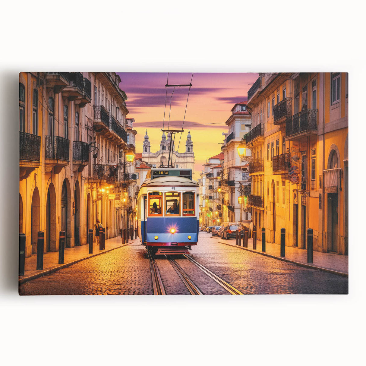 Black and white print of vintage cars on stretched canvas, ideal for kitchen wall art or bedroom decor.