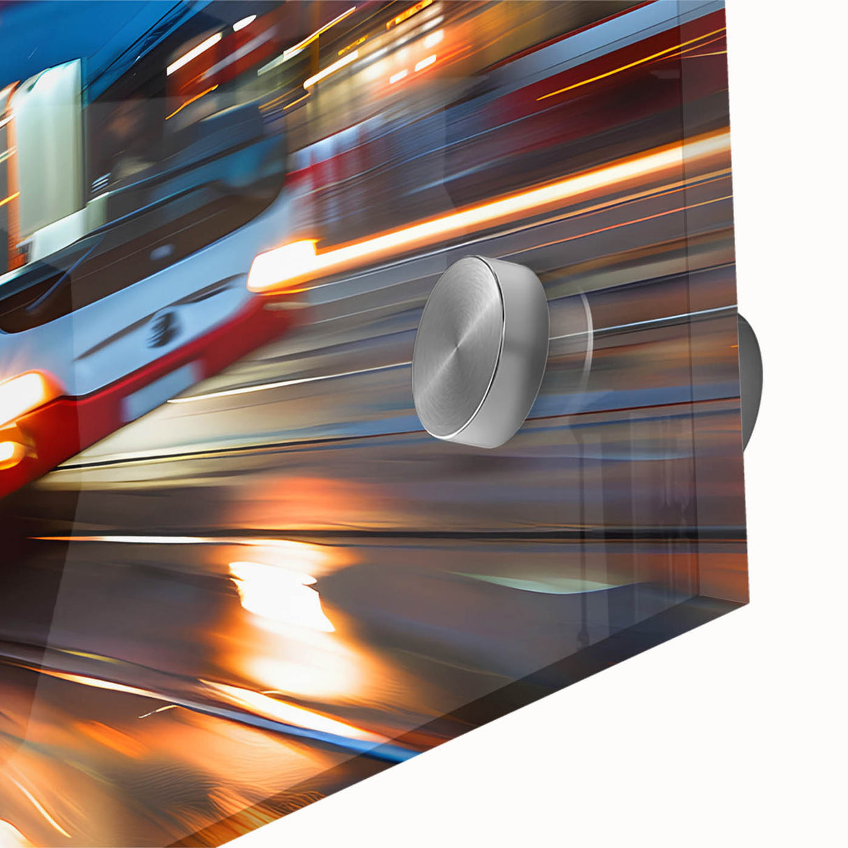 Mid-century modernist abstract design in vibrant colors on acrylic, ideal for dining room art.