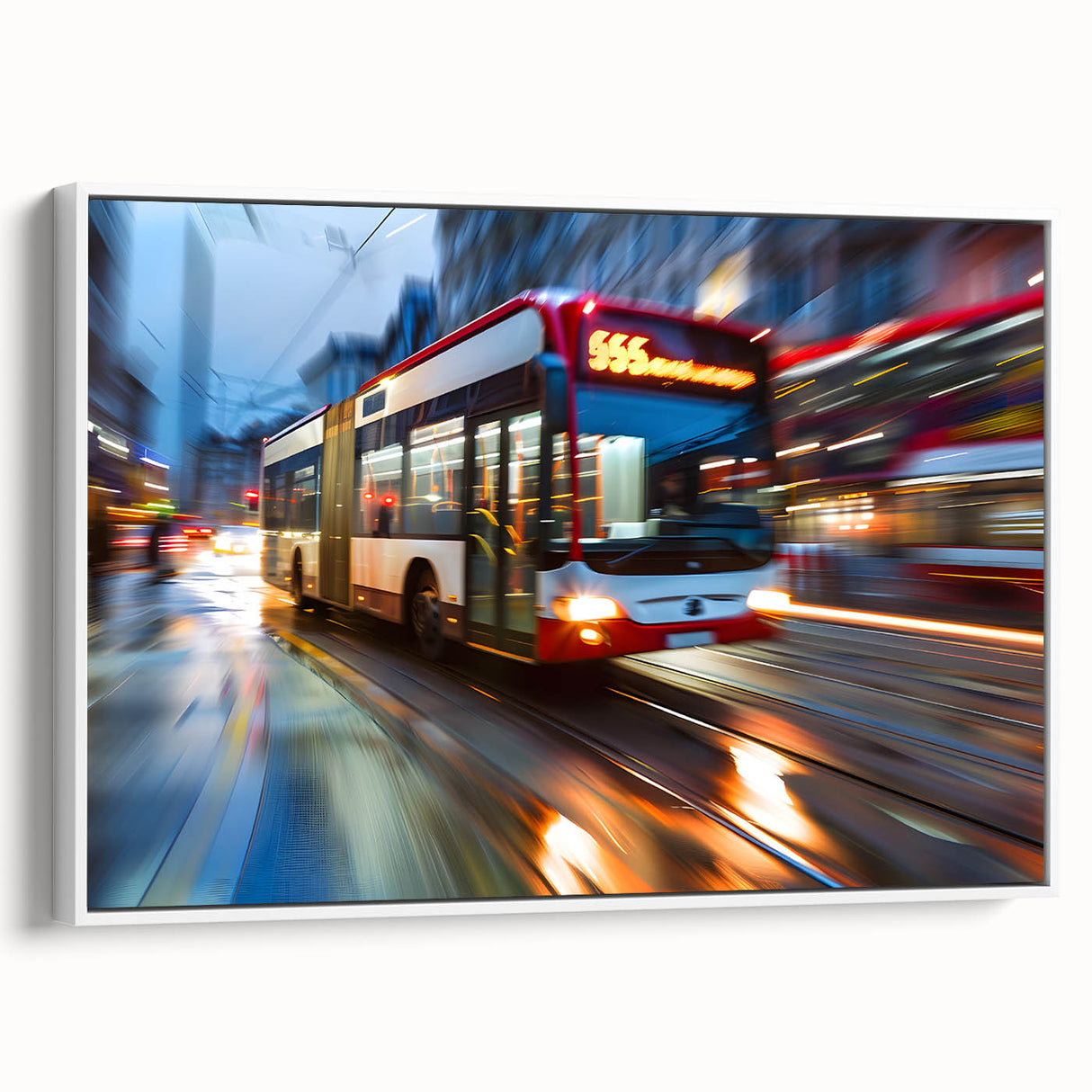 Vintage poster art of colorful service vehicles on a black background, framed canvas, ideal for living room decor.