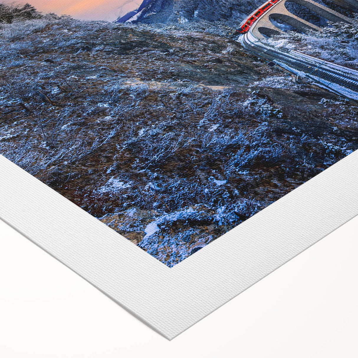 Art deco poster of a streamlined train in muted silver and blue tones on rolled canvas, suitable for dining room wall art.