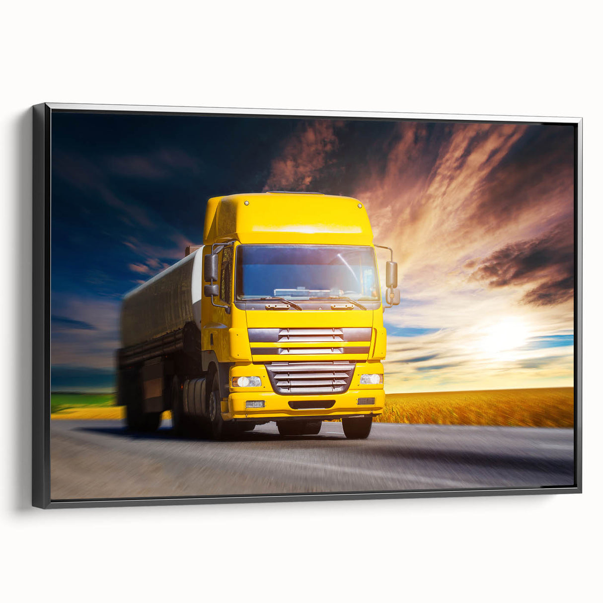 Black and white framed canvas featuring a vintage truck, ideal for bedroom wall decor.
