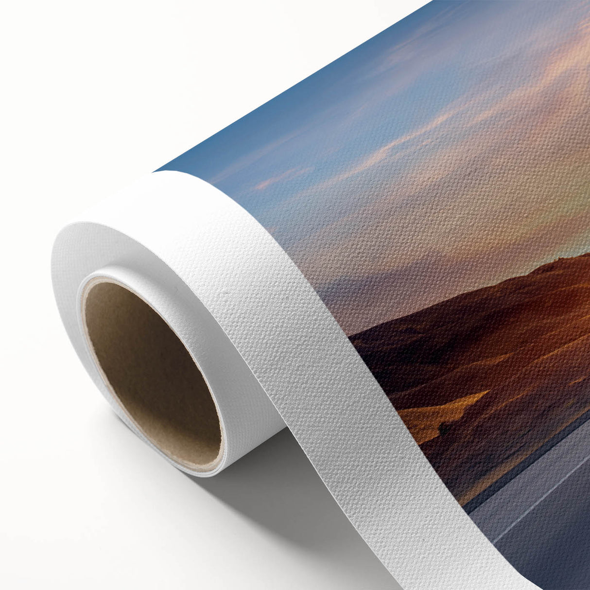 Art deco poster of colorful trucks in pastel shades on rolled canvas, ideal for nursery wall art.