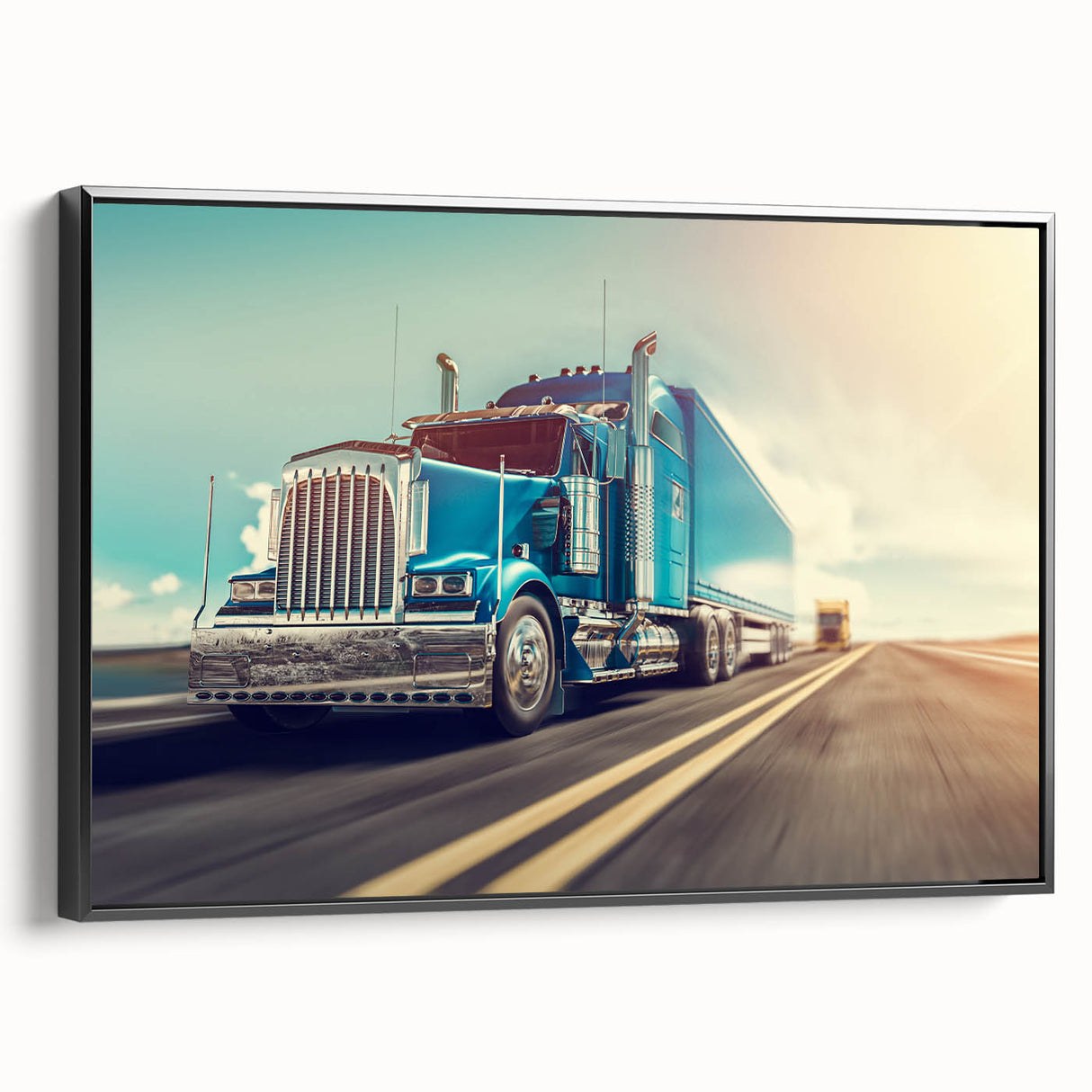 Black and white framed canvas featuring a vintage truck, ideal for bedroom wall decor.