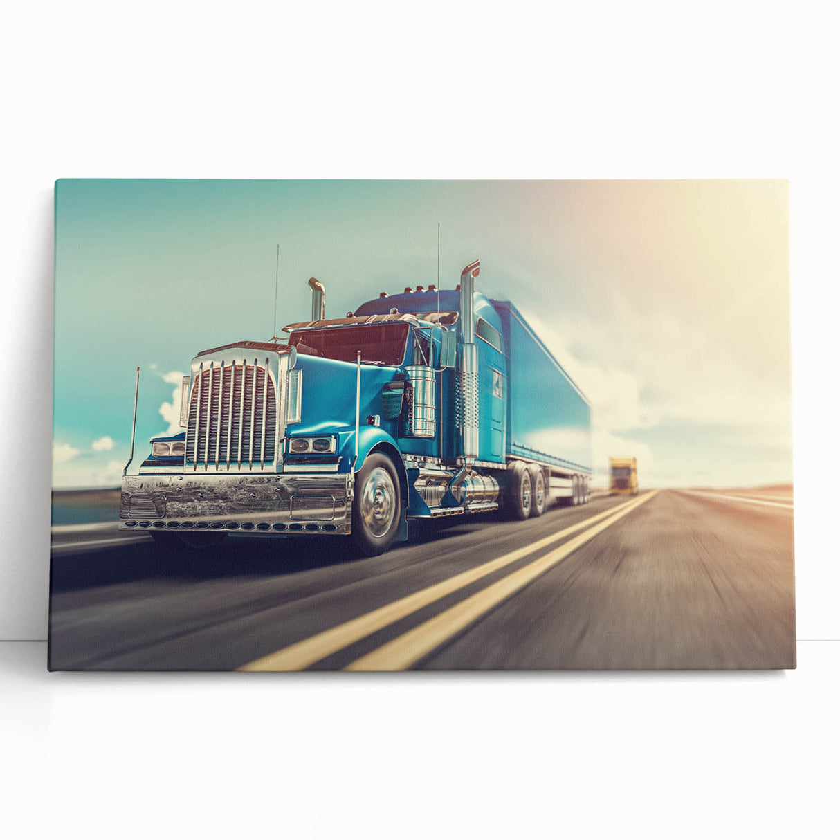 Black and white photo of vintage trucks on large stretched canvas, ideal for kitchen wall art or bedroom decor.