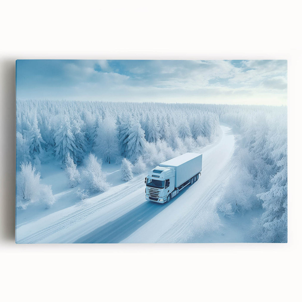Black and white stretched canvas featuring a collection of various trucks, ideal for kitchen wall art.