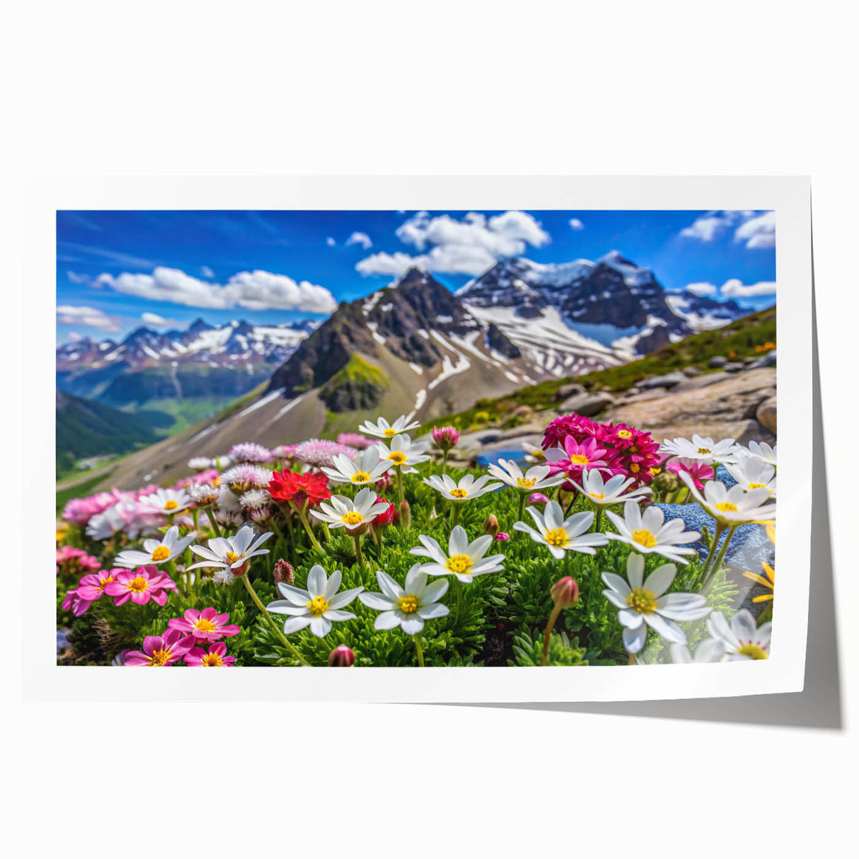 Vibrant rolled print of wildflower wall art collection, showcasing colorful floral designs on a textured surface, ideal for home decor or art enthusiasts.