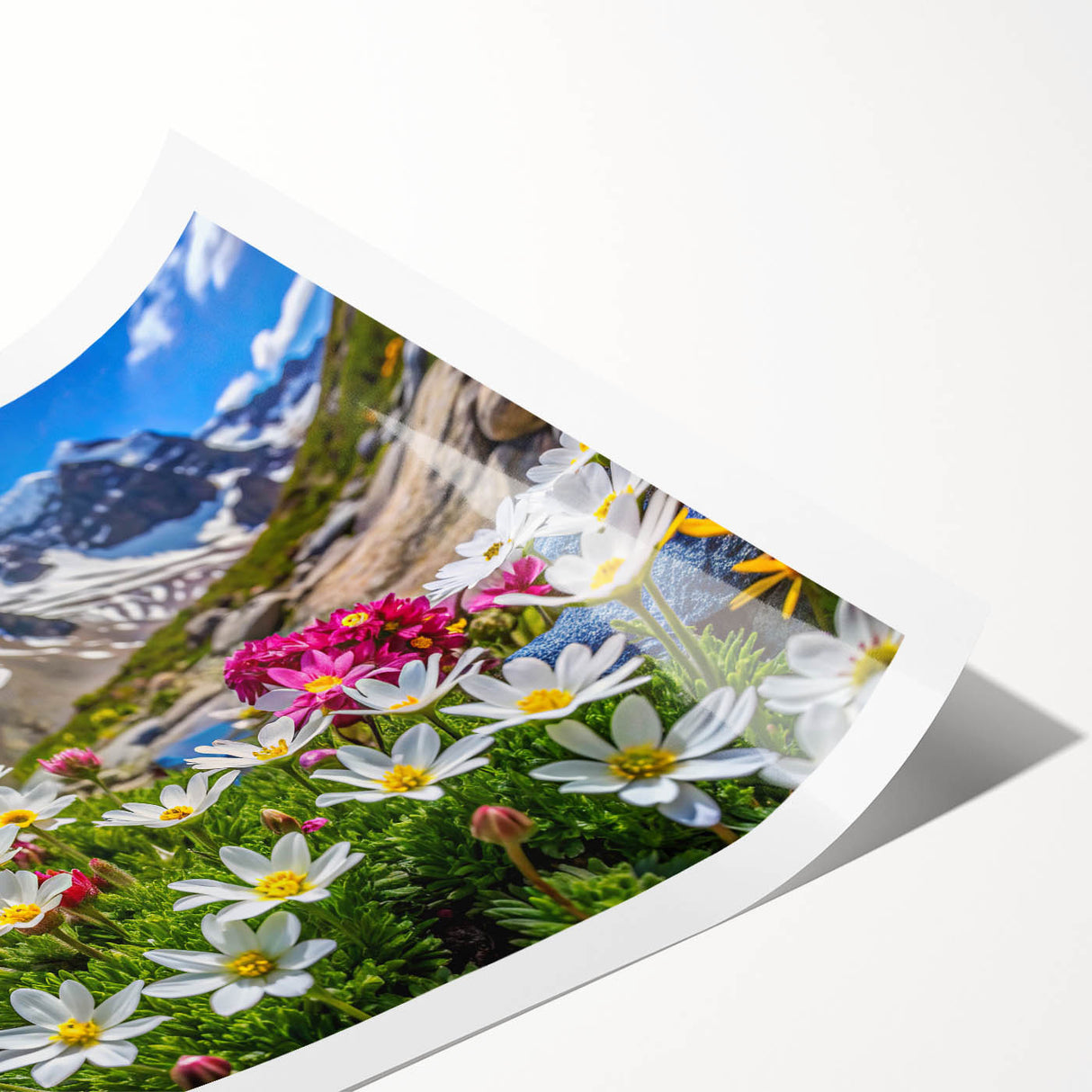 Vibrant rolled print of wildflowers showcasing an intricate design with bold colors, ideal for enhancing home decor, packaged securely in a durable tube.